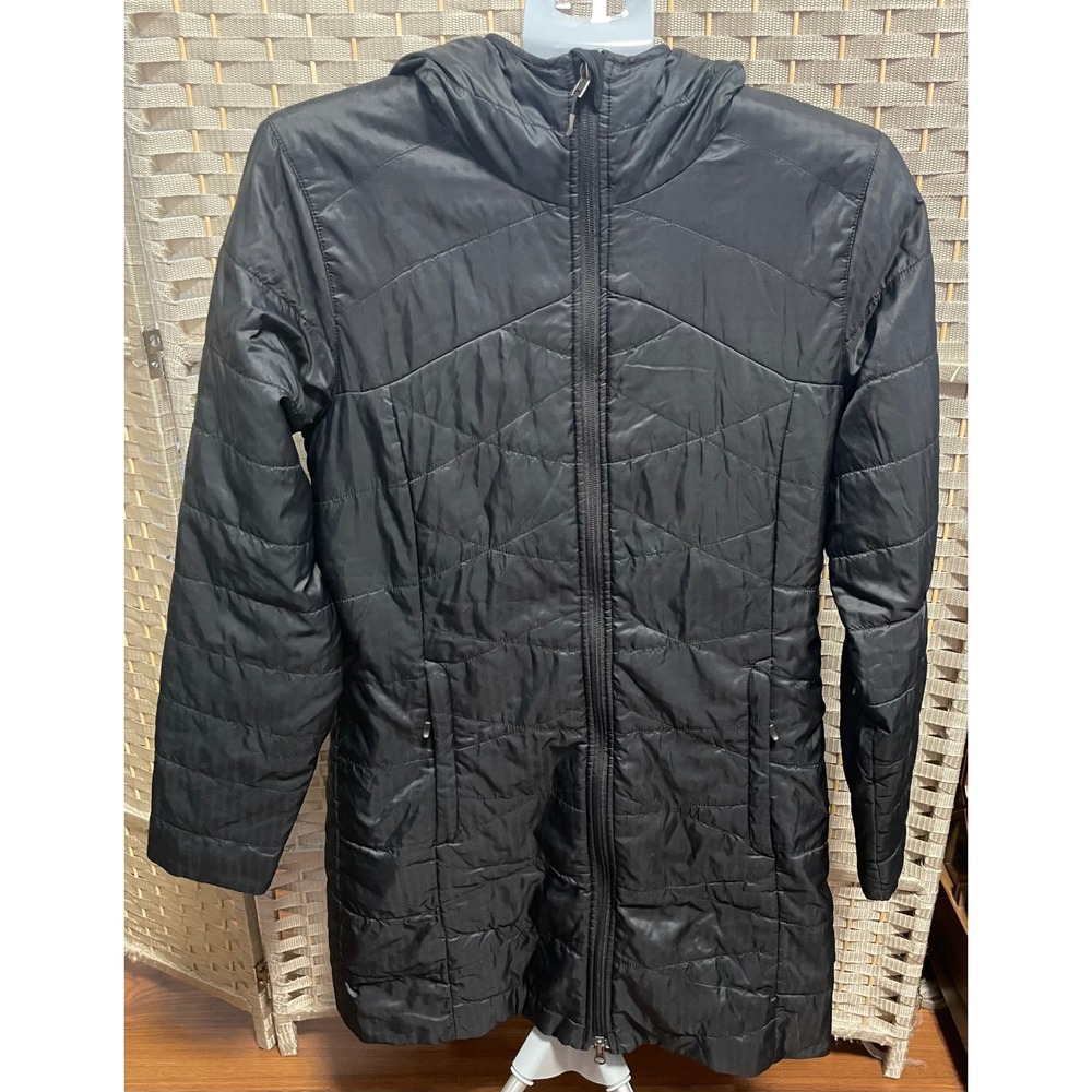 Columbia Omni-Heat Hooded Puffer Jacket Womens Medium Black Quilted Parka